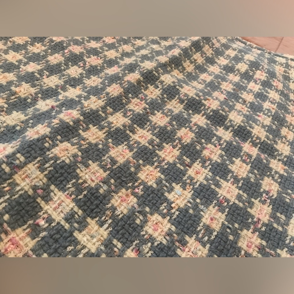 Vintage J. G. Hook Pastel Blue, Pink & White Gingham Knit-Feel Skirt - 10 - Picture 2 of 13